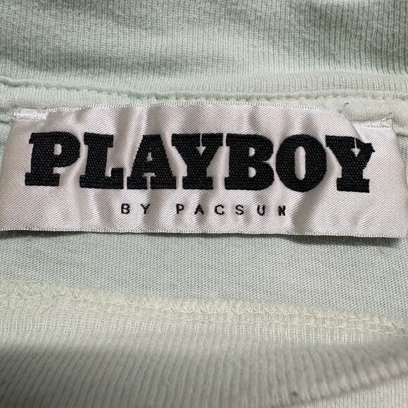 Playboy By Pacsun Surf Shop Graphic T-Shirt Medium 100% Cotton Blue Cloudy - Picture 3 of 11